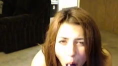 Pretty Girl Dildo BJ Mouth Cum Encourage