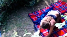 Stepdaughter Stroking Her Pussy In Our Garden