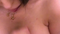 Nasty brunette pornstar with big boobs