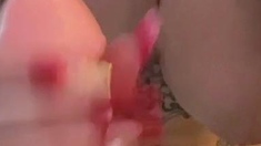 Big boob brunette masturbates on webcam