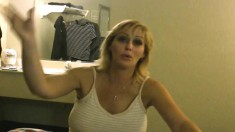 Blonde Hooker Exposes Her Big Natural Boobs And Gives A Deep Blowjob