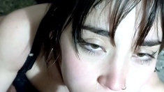Mature brunette amateur giving a great POV blowjob