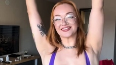 Amateur redhead masturbates then gives a blowjob