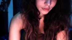 Brunette solo darling masturbating at home