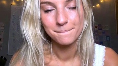 Blonde teen amateur teasing solo