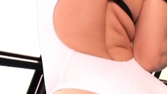 Stacked brunette goes solo toys and masturbation