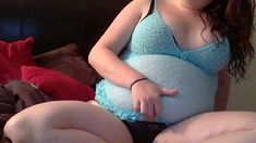 Hot brunette big boobs toying pink pussy