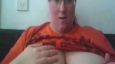 BBW With Huge Natural Tits Plays On Webcam