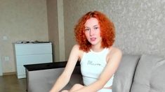 Sexy amateur redhead teen double dildo action