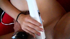 Katie amateur brunette girl toying pussy with a vibrator