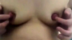 Mature playing with extreme big nipples