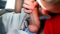 young twink sucks dick in car and swallows