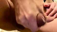 Shemale tranny enjoying solo masturbation